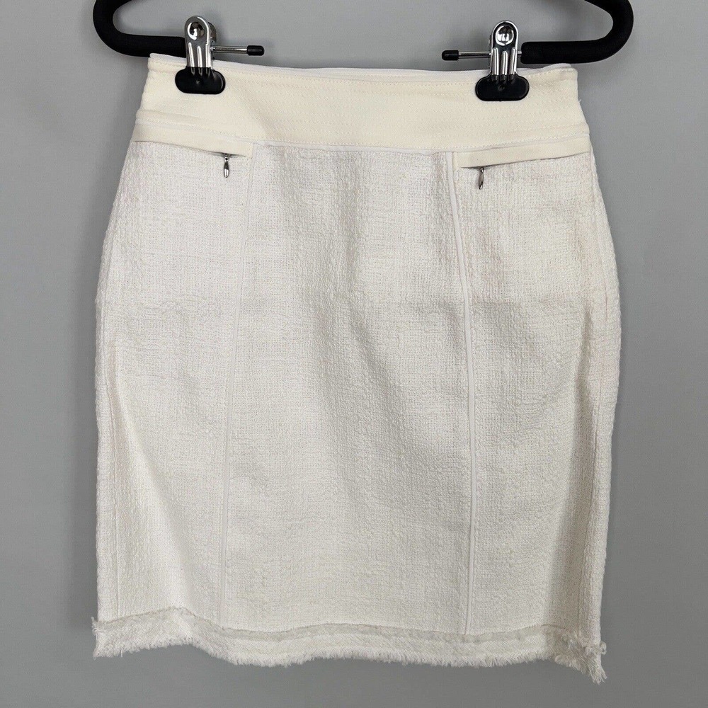 White House Black Market White Tweed Skirt New Without Tags SIZE 00